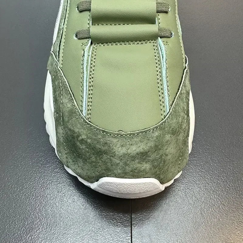 Man Sneakers Summer Mesh Moccasins Lace-up Leather Sports Four Seasons Casual Running Shoes Men's Comfortable Forrest Gump Shoe
