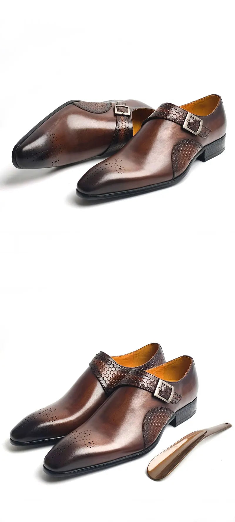Luxury Men's Leather Shoes Good Quality Leisure Business Fashion Office Shoe Monk Style Dress Wedding Party Genuine Cow Leather