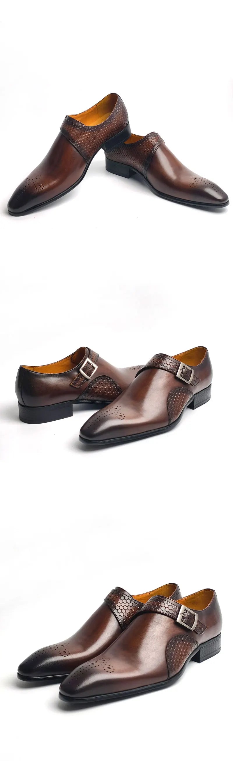 Luxury Men's Leather Shoes Good Quality Leisure Business Fashion Office Shoe Monk Style Dress Wedding Party Genuine Cow Leather