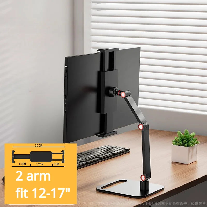 Portable Monitor Holder Metal Stand Adjustable Bracket 12-17 Inch Universal Expandable Display Base Vesa Mount Tablet 30cm Clip