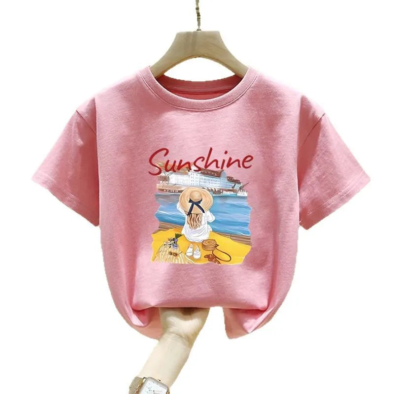 Fashionable Children's and Baby Summer Wear, Summer Cartoon Little Girl T-shirt Tops Are Trendy Kids Clothes