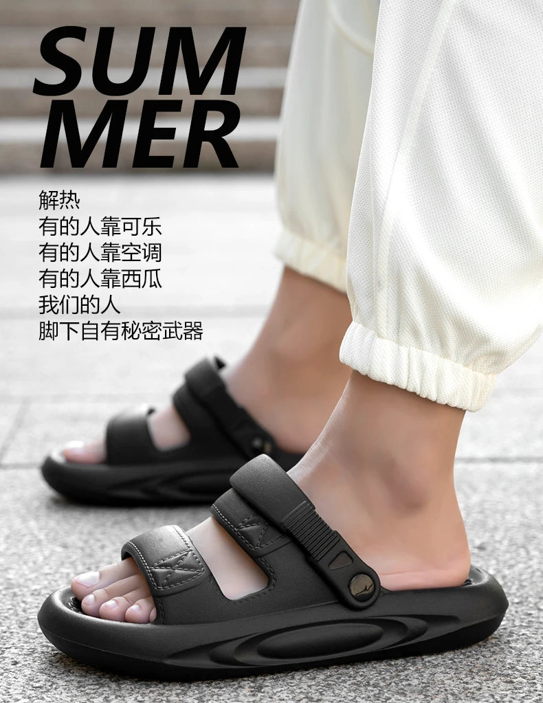 Men's Summer Soft Sole Comfortable Casual Sandals Fashion Simple Lightweight Slippers Outdoor Anti slip Waterproof Beach Shoes