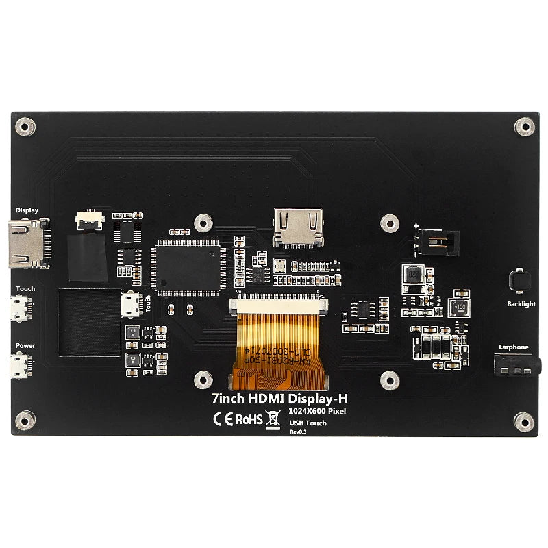 7 Inch Portable Display IPS LCD Capacitive Touch Screen 1024x600 Monitor Optional Speakers for Raspberry Pi 5 4B 3B+ Laptop PC