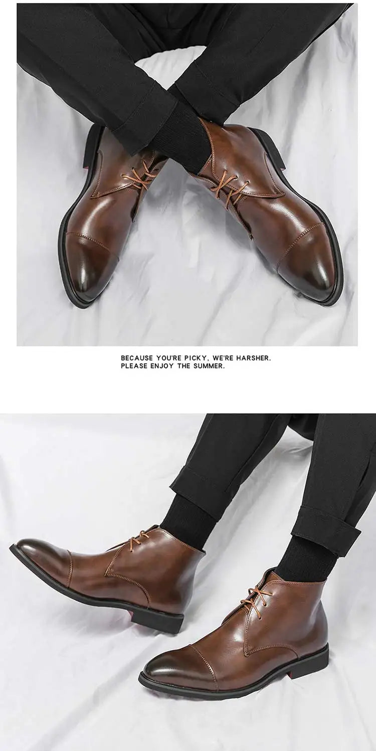 Men Boots Red Sole Handmade Solid Color Lace Up Classic Business Ankle Boots for Men Free Shipping Fashion Mens Shoes