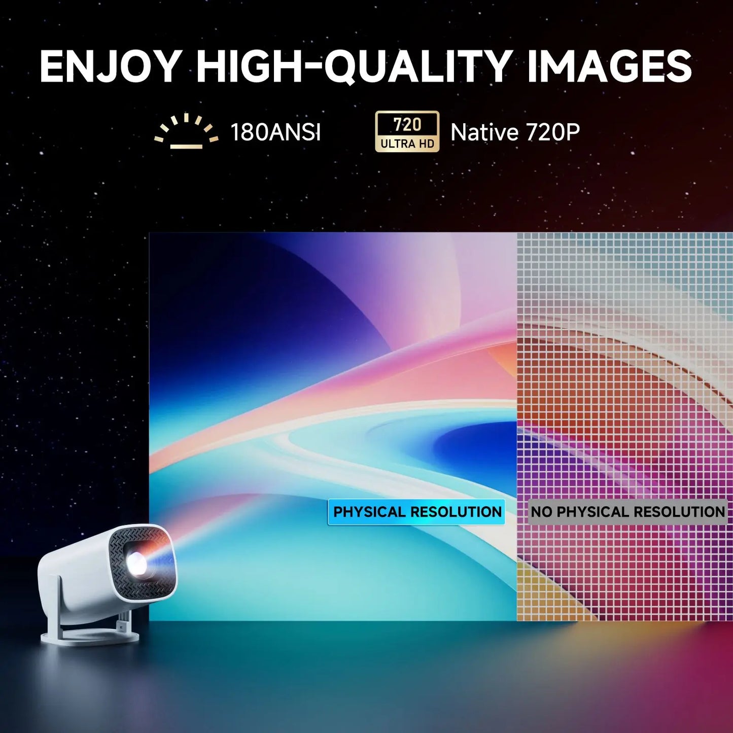 P30 PRO Smart Mini Projector Android 14 WiFi6 BT 5.0 Supports 4K 1280 * 720P Video Smart Home Theater Outdoor Portable Projector