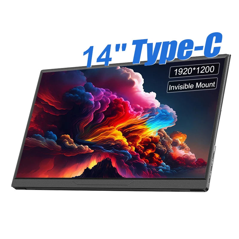 14inch Portable Monitor Ultra-thin 1200P IPS USB-C HDMI External Second Screen for Laptop PC Cell Phone Switch Xbox PS4/5 Xbox