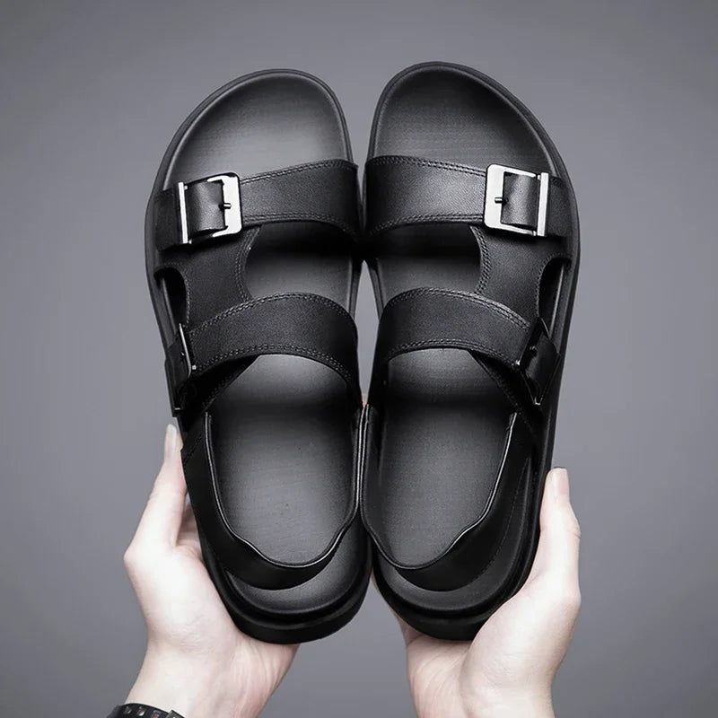 Summer Outdoor Genuine Leather Antiskid Sandals Men Casual  Leather Non-slip Breathable Tooling Shoes Soft Bottom Walking Shoes