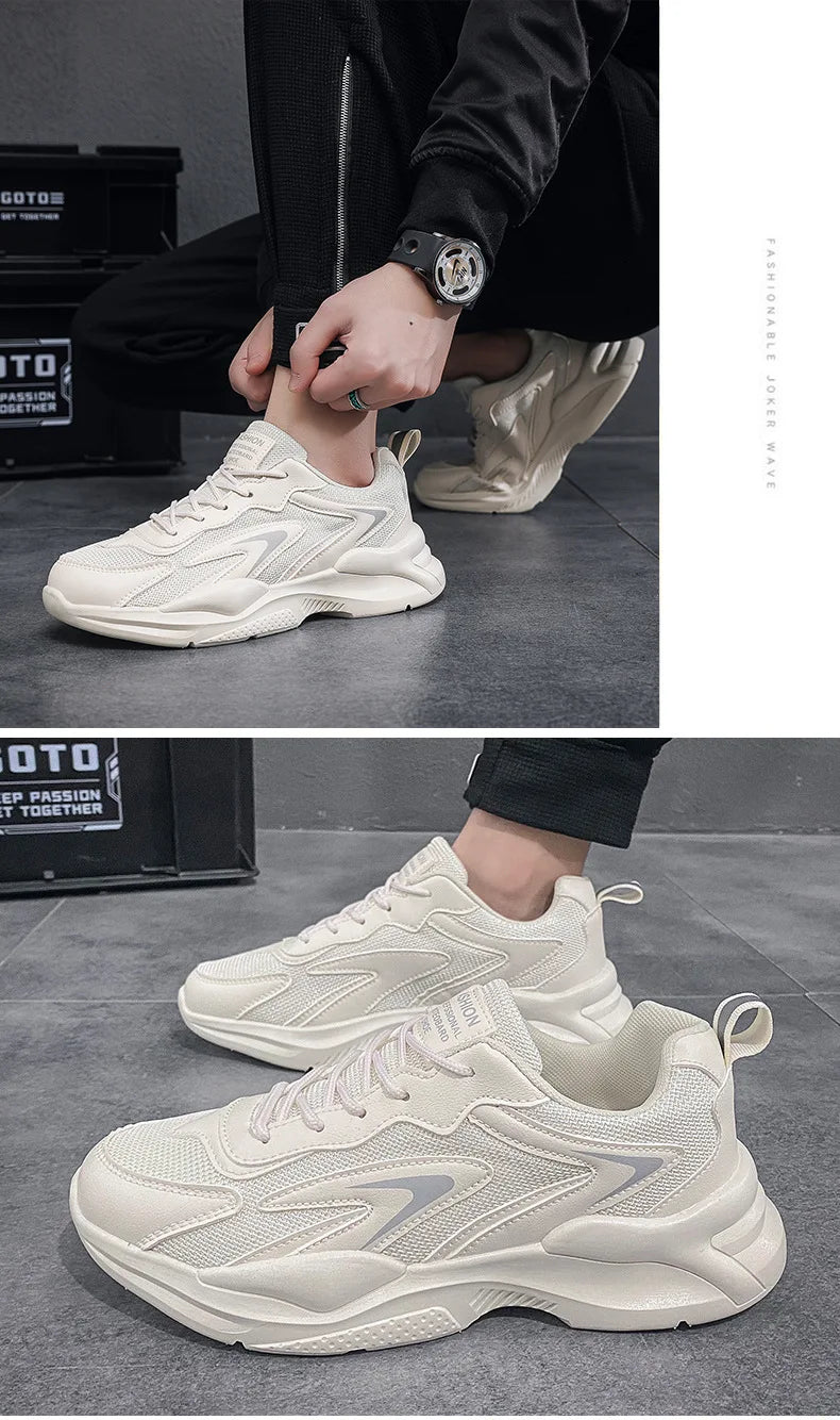 Summer Mesh Sneakers Men's Comfortable Breathable Platform Shoes 2023 Trendy Tennis Shoes Korean Version All-match Casual Shoes
