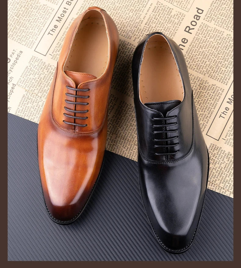Elegant Men Leather Dress Shoe Sapato Social Masculino Party Office Suit Matches Comfortable Handcrafted Business Man's Footwear
