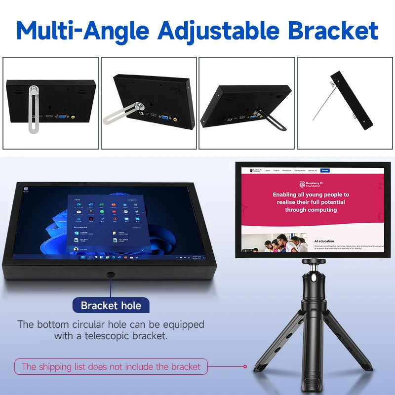 7 Inch Portable Display IPS 1024x600 LCD HDMI-compatible VGA AV Input DC Type C Power In for PC Laptop Camera TV Box DVD Screen