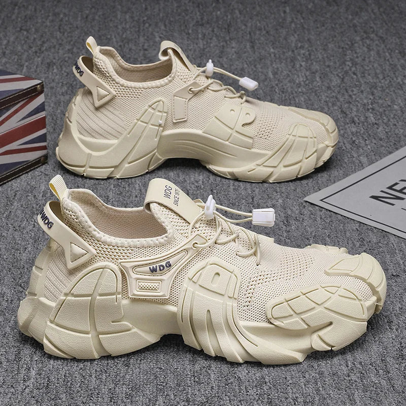 Men's casual sports shoes fashion new large size thick soled sneakers men's shoes breathable increase punk shoes men's loafers