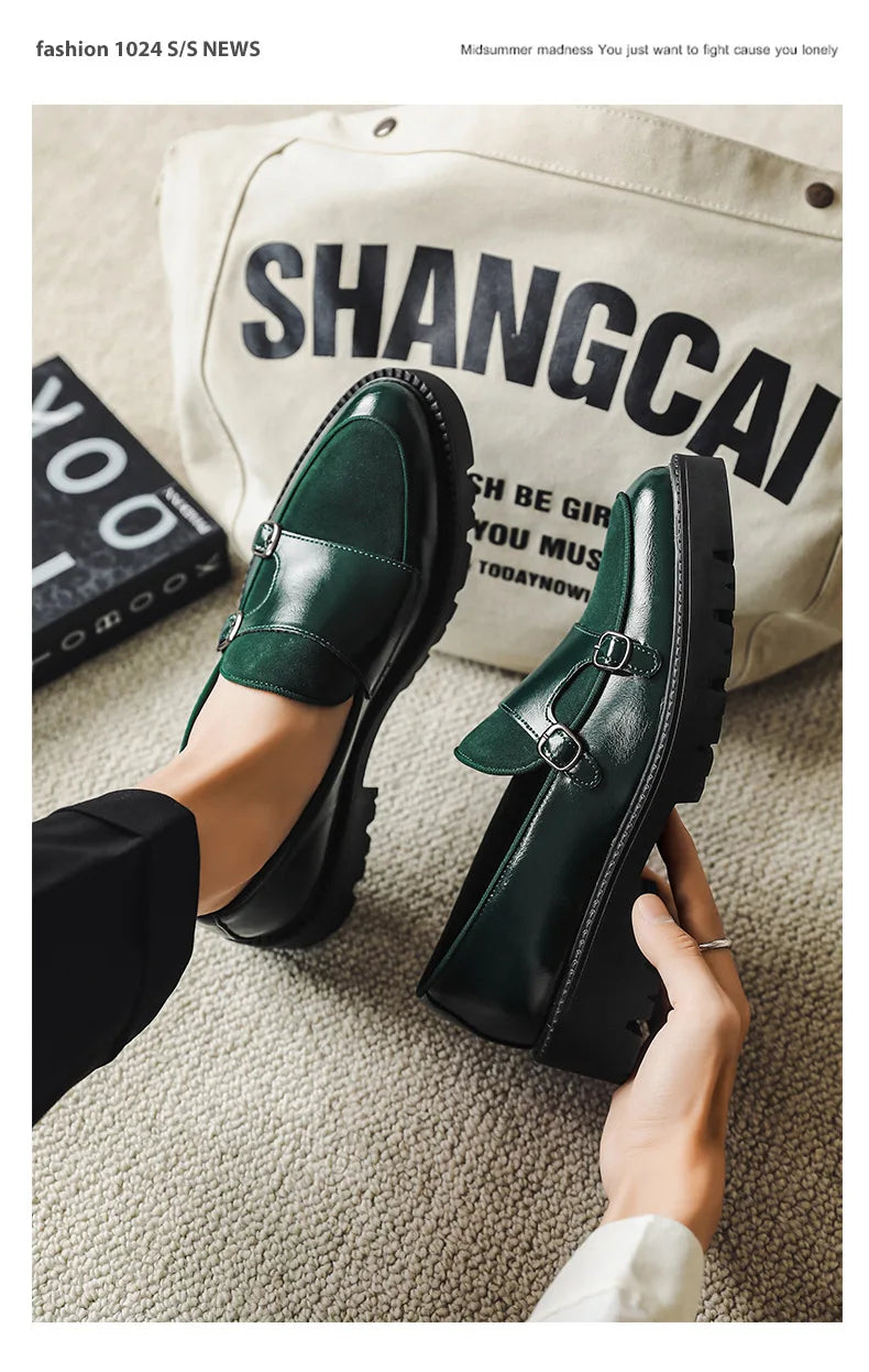 Loafers Men Leather Shoes Thick-soled British Style Black Formal Business Shoes Fashion Luxury Slip-On Casual Shoes Big Size 46
