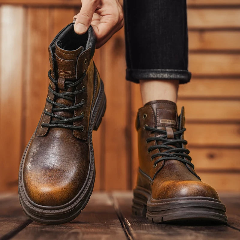SMVP British casual shoes, high-top leather shoes, man shoes