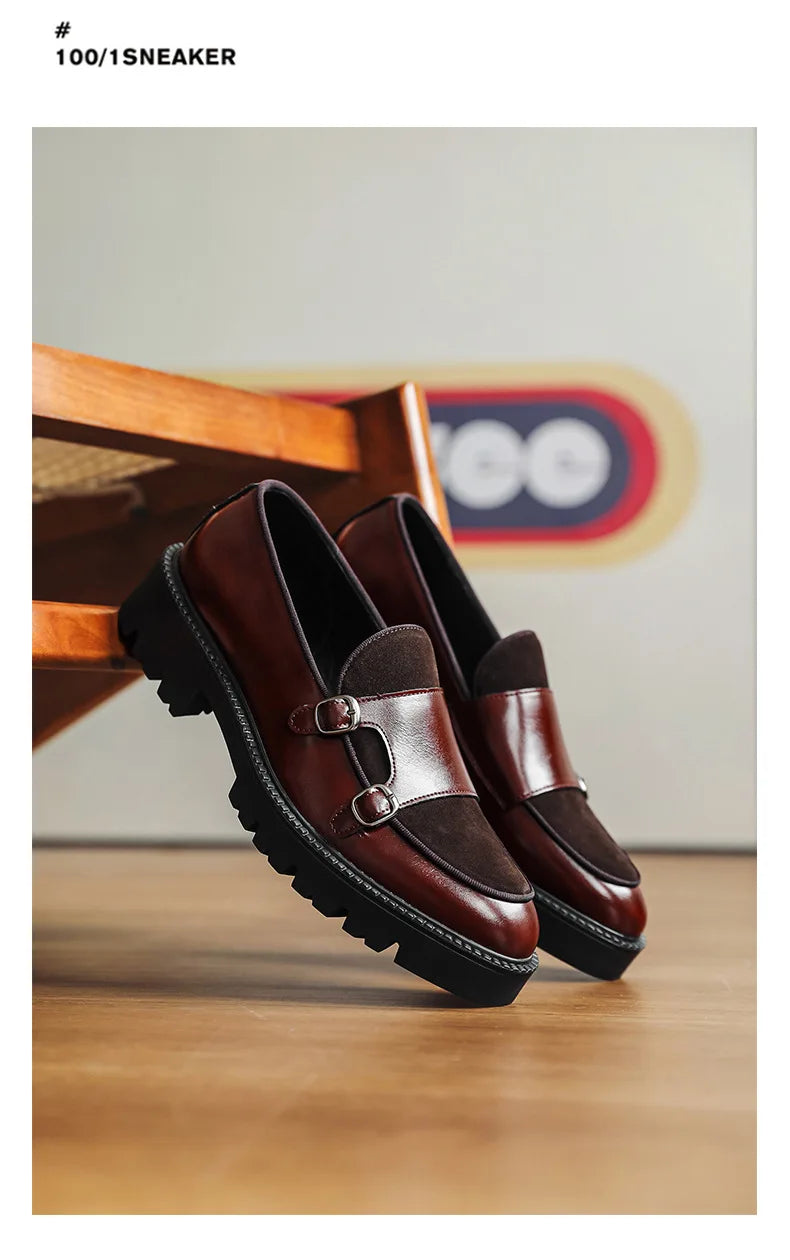 Loafers Men Leather Shoes Thick-soled British Style Black Formal Business Shoes Fashion Luxury Slip-On Casual Shoes Big Size 46