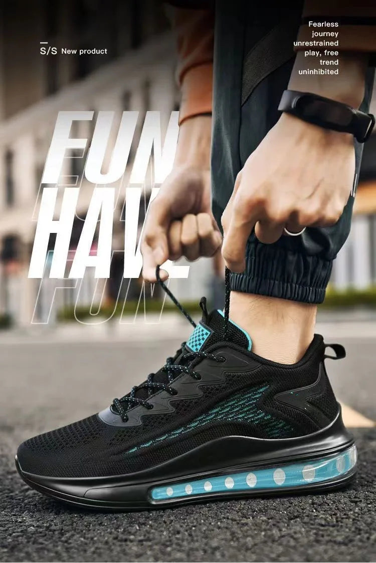 Spring and Autumn New Men's Casual Air Cushion Running Shoes Lightweight Mesh Casual Shoes Anti-Slip Shock Absorbing Sports Shoe