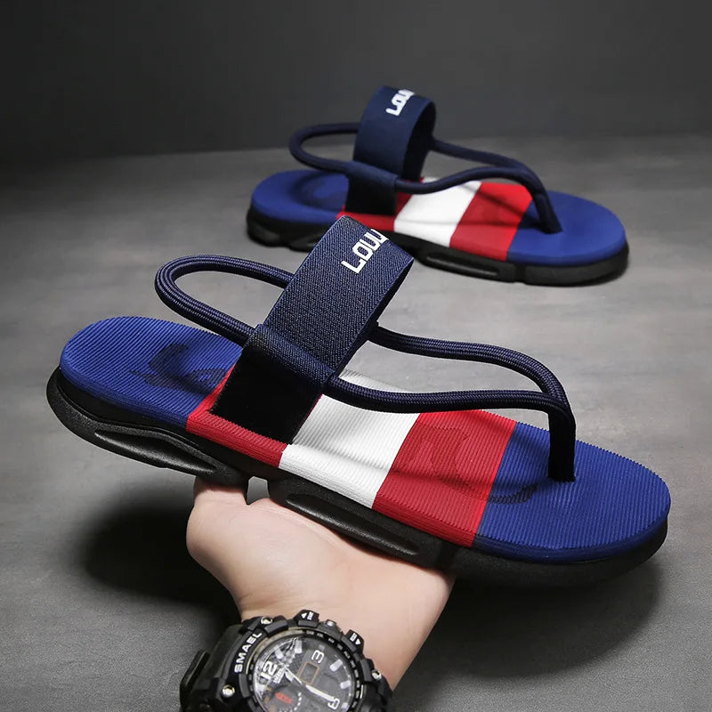 Summer Men Sandals New Beach Slippers High Quality Beach Flip Flops Fashion Solid Flat Outdoor Shoes Outdoors Non-slip Slippers