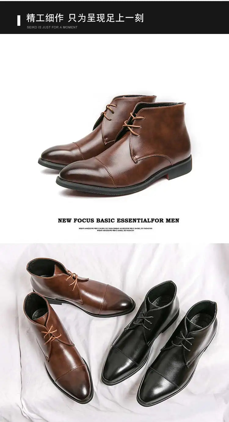 Men Boots Red Sole Handmade Solid Color Lace Up Classic Business Ankle Boots for Men Free Shipping Fashion Mens Shoes