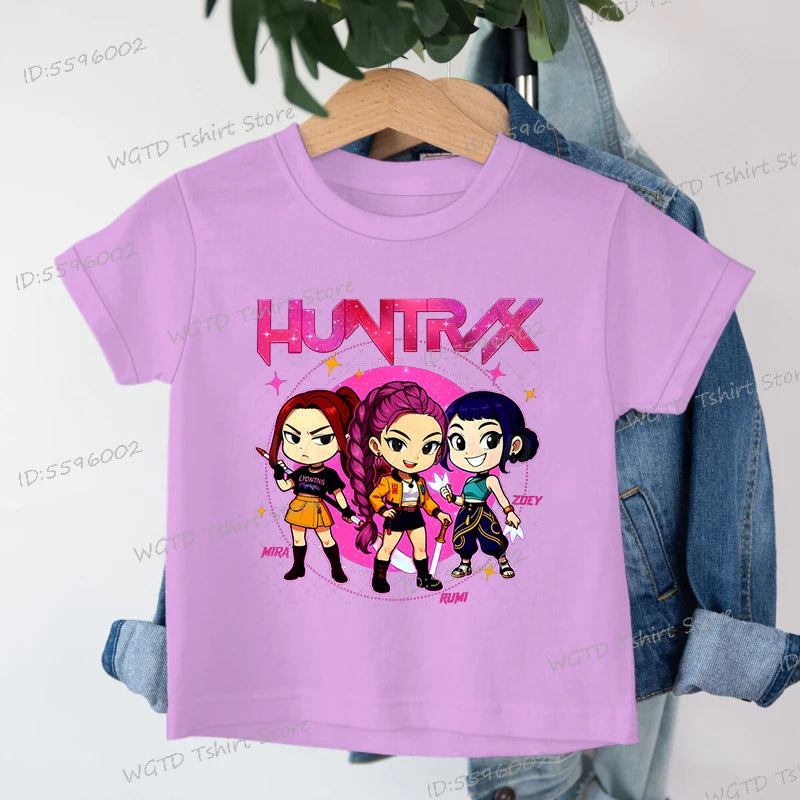 Fashion Casual Kids T-shirt Hot Movie Print Girls Tee Top Funny Cute Gift for Fans Cotton Tshirt Cartoon Children's Clothing