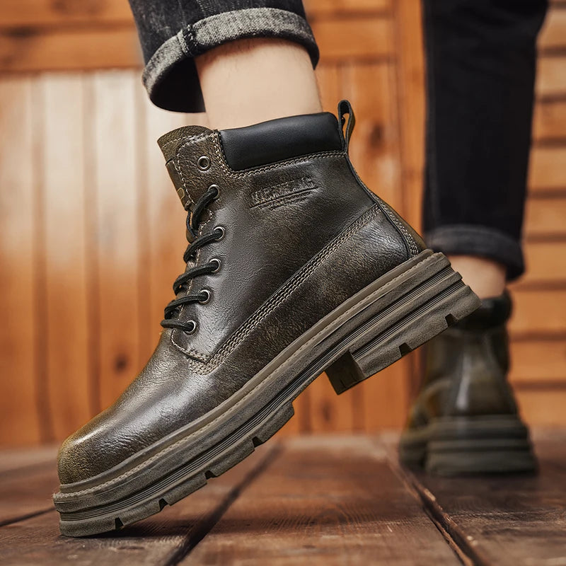 SMVP British casual shoes, high-top leather shoes, man shoes
