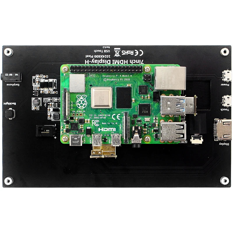 7 Inch Portable Display IPS LCD Capacitive Touch Screen 1024x600 Monitor Optional Speakers for Raspberry Pi 5 4B 3B+ Laptop PC