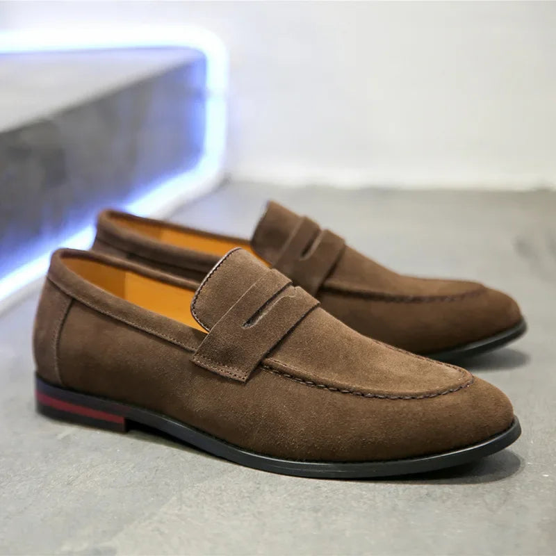 Men Suede Loafers Shoes Tassel Design Leather Casual Shoes Men's Flats Simple Slip on Male Footwear Breathable Solid Large Size