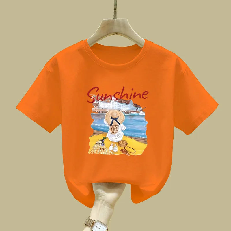Fashionable Children's and Baby Summer Wear, Summer Cartoon Little Girl T-shirt Tops Are Trendy Kids Clothes