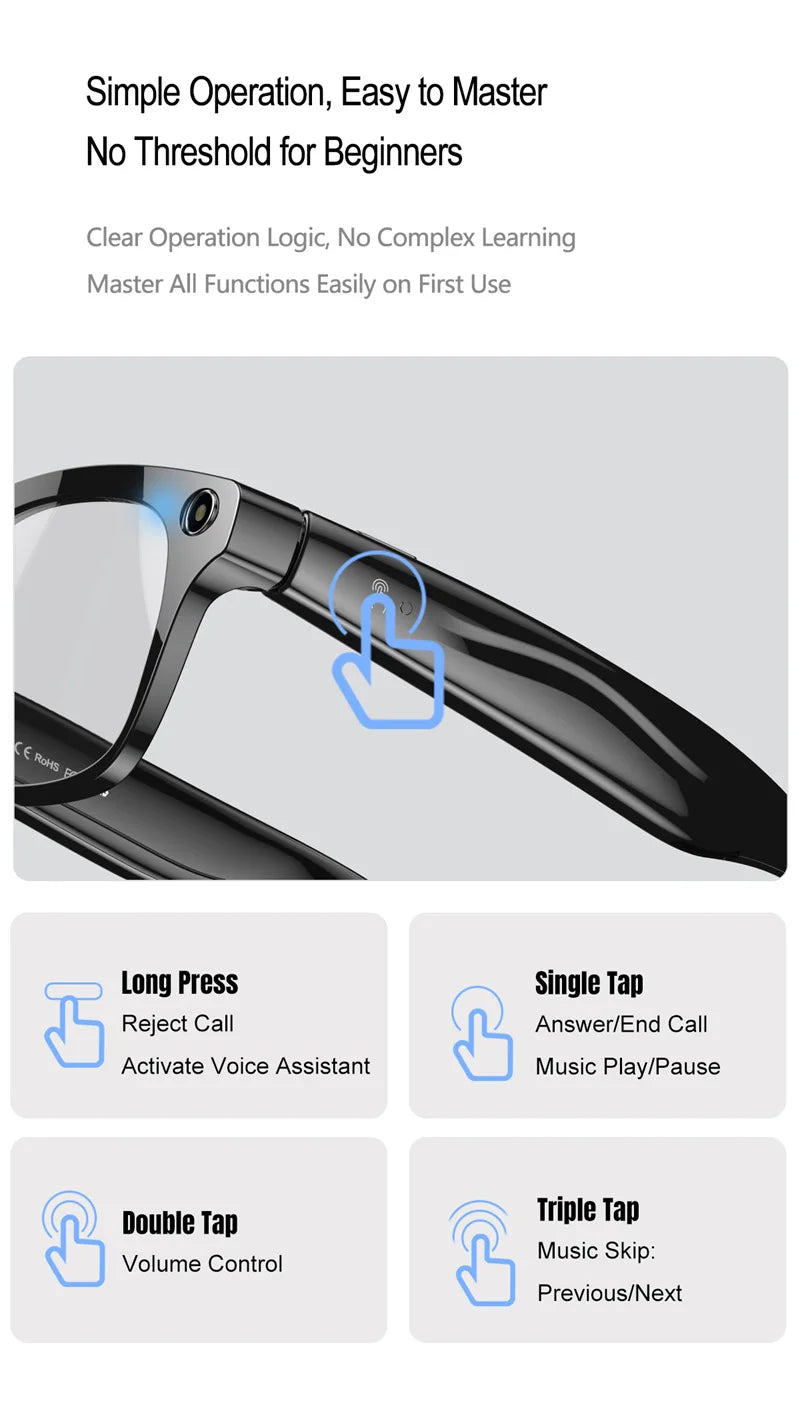 Xiaomi 6K HD AI Smart Glasses Photochromic Multifunction Bluetooth Calling Voice Assistant Music Player Translate Camera Glasses