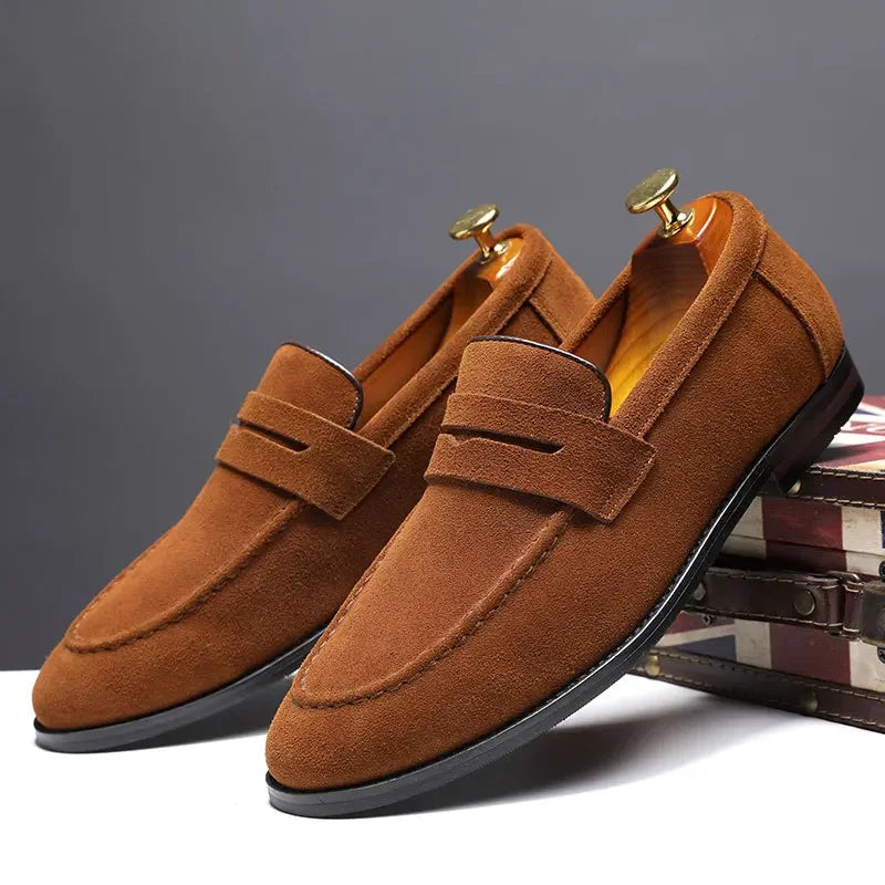Men Suede Loafers Shoes Tassel Design Leather Casual Shoes Men's Flats Simple Slip on Male Footwear Breathable Solid Large Size