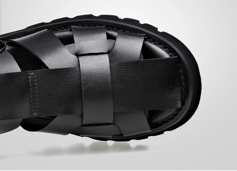 Men Sandals Cow Leather Roman Sandals for Men Summer Designer Platform Shoes Male Fashion Casual Black Sandals Man