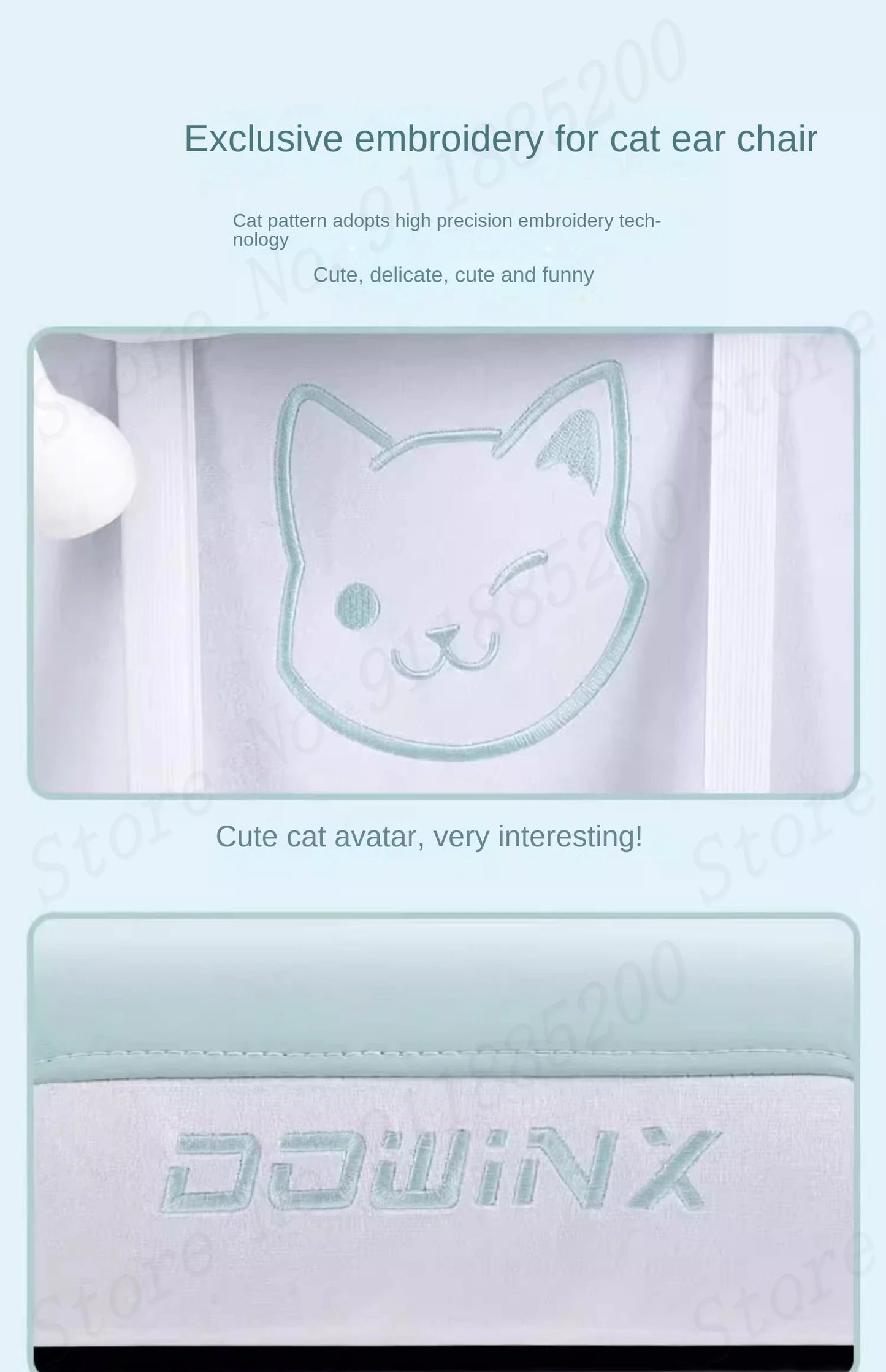 Cat-ear Computer Chair Girls Home Office Gaming Chair Comfortable Back 135° Adjustable Bedroom Student Linkage Armrest Chair