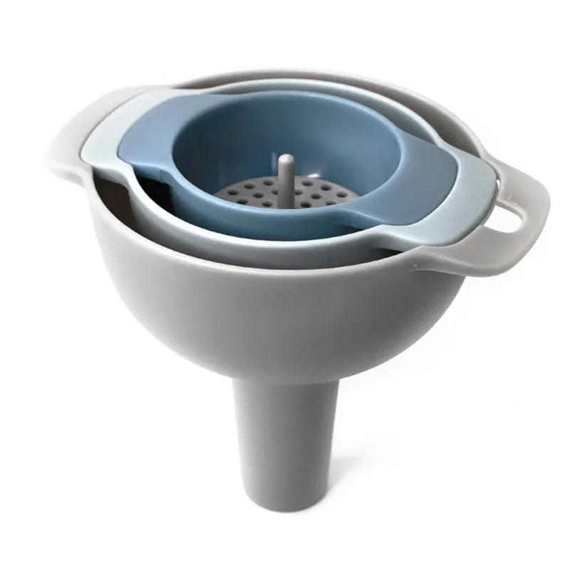 Household Filter Plastic Multi-function Funnel Set Oil Hopper Filter Oil Can Sub-packaging Funnels Kitchen Accessories