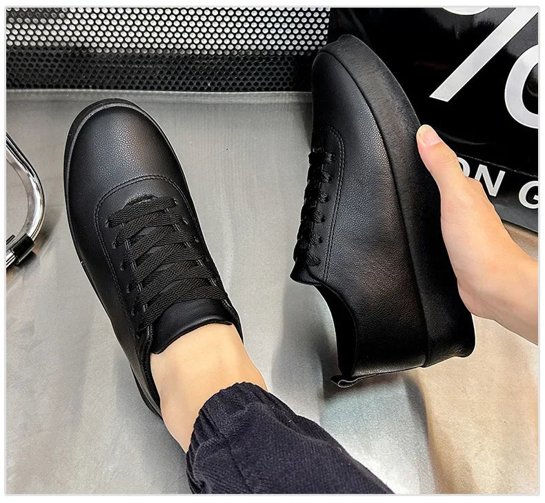 Spring/Summer Men's Shoes  New Style Feet Skateboard Small Black Lazy Shoes Casual Lightweight Sports Lace up Shoes