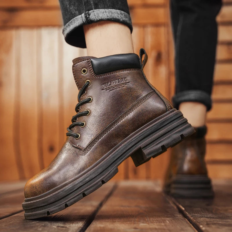 SMVP British casual shoes, high-top leather shoes, man shoes