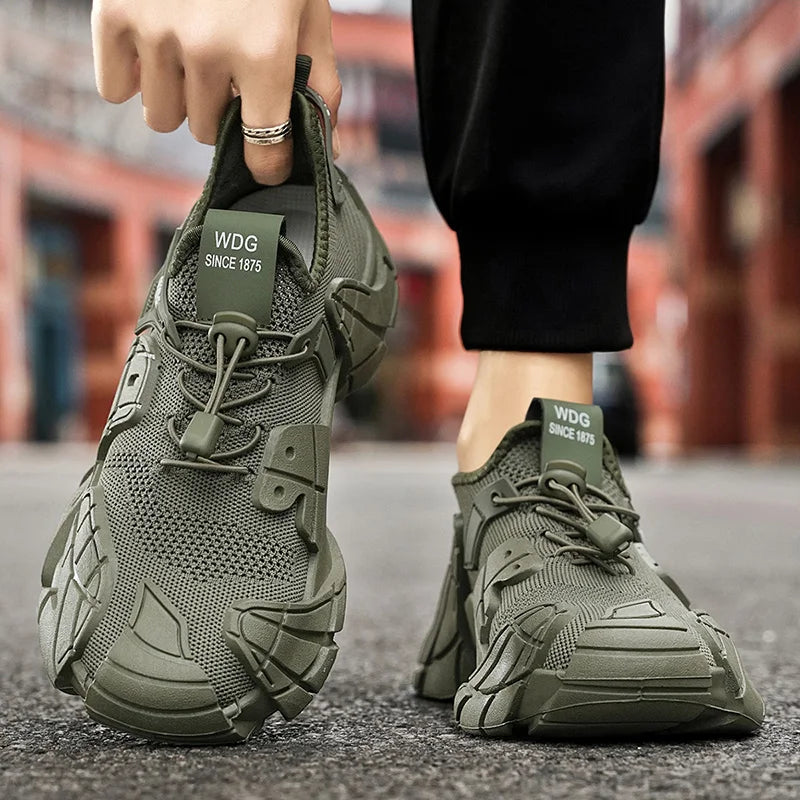 Men's casual sports shoes fashion new large size thick soled sneakers men's shoes breathable increase punk shoes men's loafers