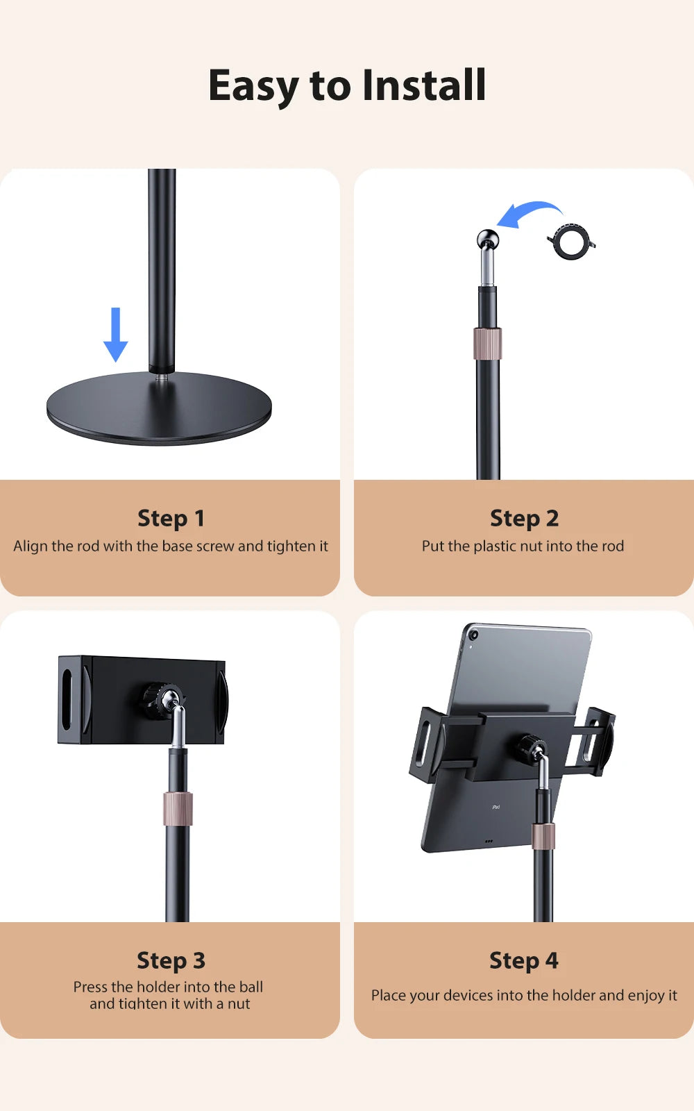 Portable Vesa Monitor Tablet Holder Adjustable Monitor Stand Height Up To 24Cm Standing Tablet Bracket Desk Mount Wider Base