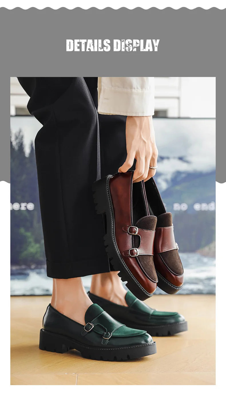 Loafers Men Leather Shoes Thick-soled British Style Black Formal Business Shoes Fashion Luxury Slip-On Casual Shoes Big Size 46