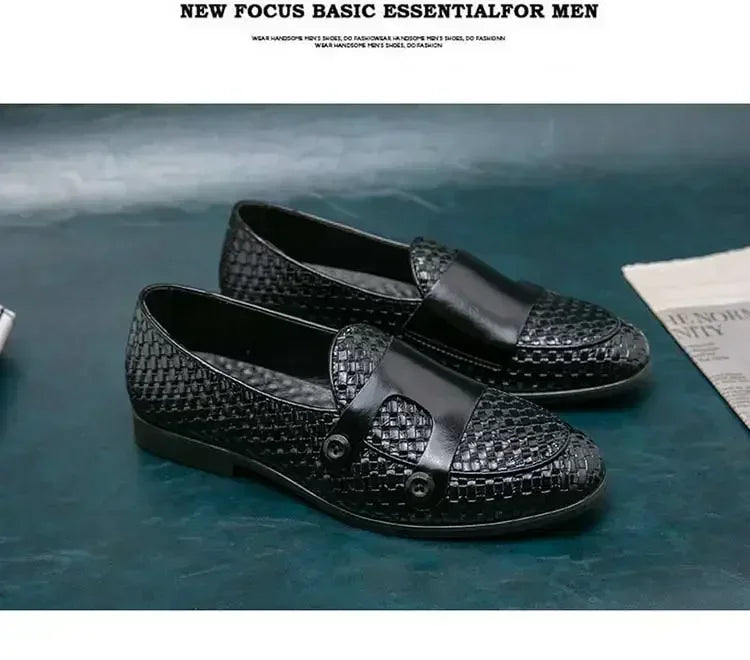 Men Loafers Shoes Brown Black Pu Breathable Double Buckle Monk Shoes Mocassins Cuir Pour Hommes  Men Shoes