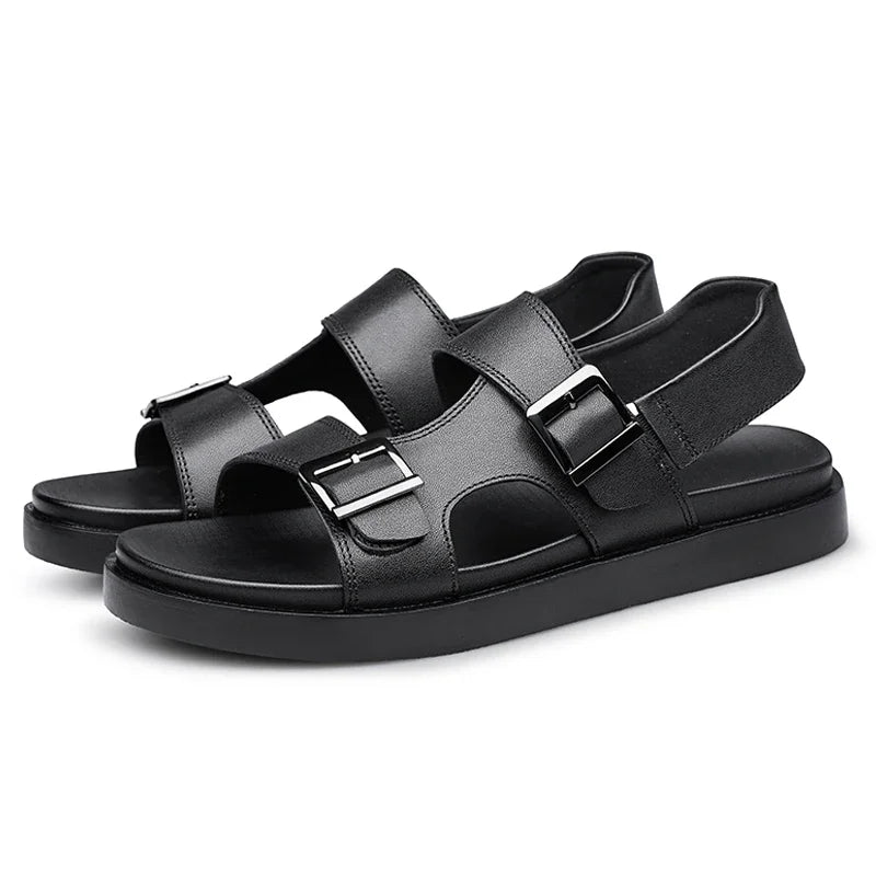 Summer Outdoor Genuine Leather Antiskid Sandals Men Casual  Leather Non-slip Breathable Tooling Shoes Soft Bottom Walking Shoes