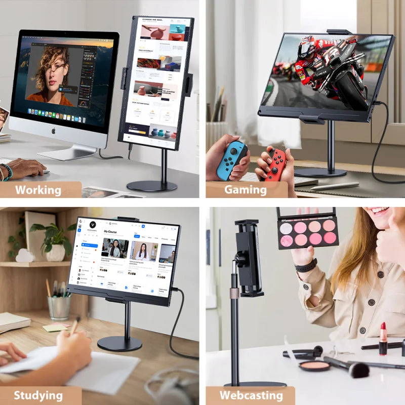 Portable Vesa Monitor Tablet Holder Adjustable Monitor Stand Height Up To 24Cm Standing Tablet Bracket Desk Mount Wider Base