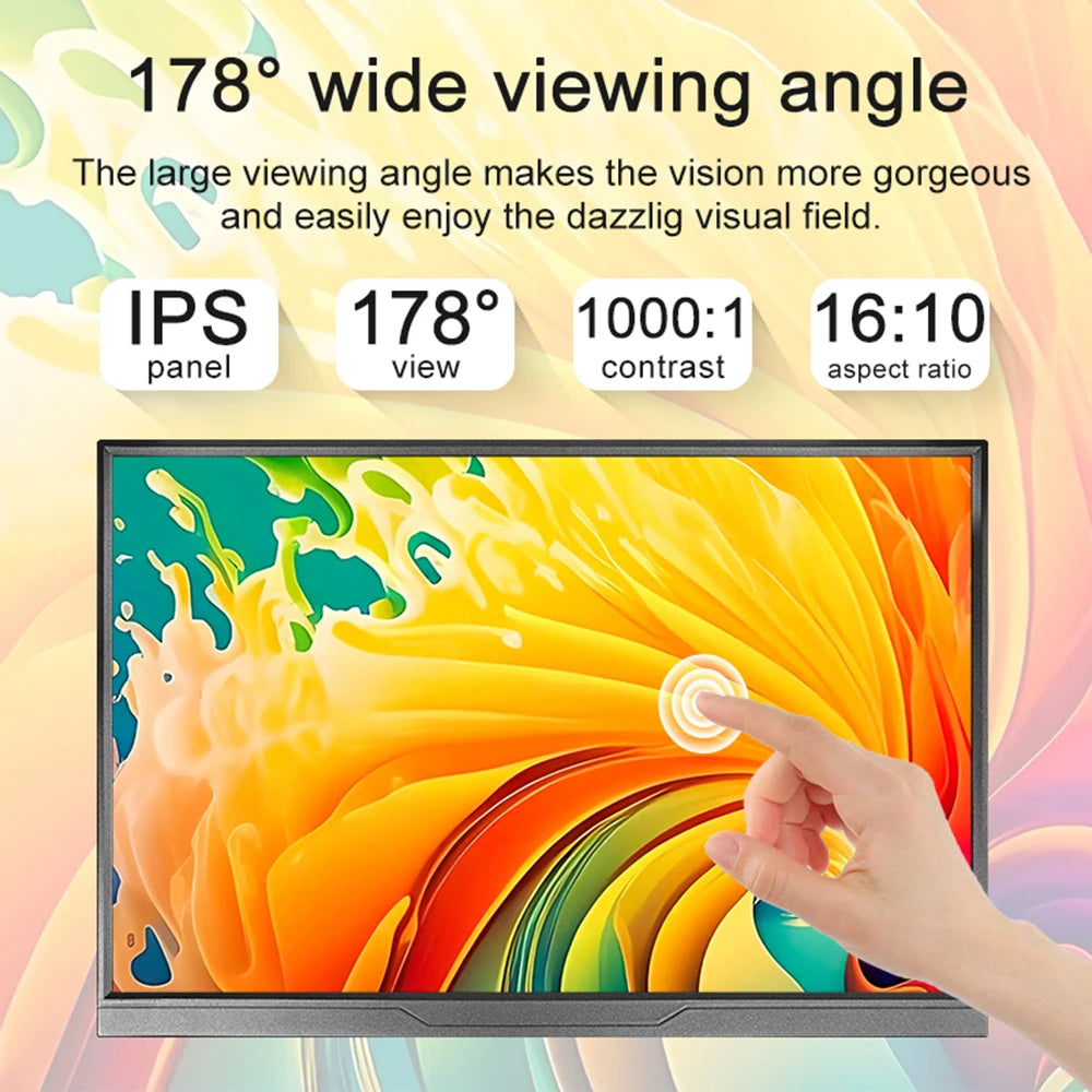 14Inch Touch Screen Portable Monitor  Gaming Computer Expand Display For XBox PS4/ 5 Switch Loptop PC CE Phone Extension Display