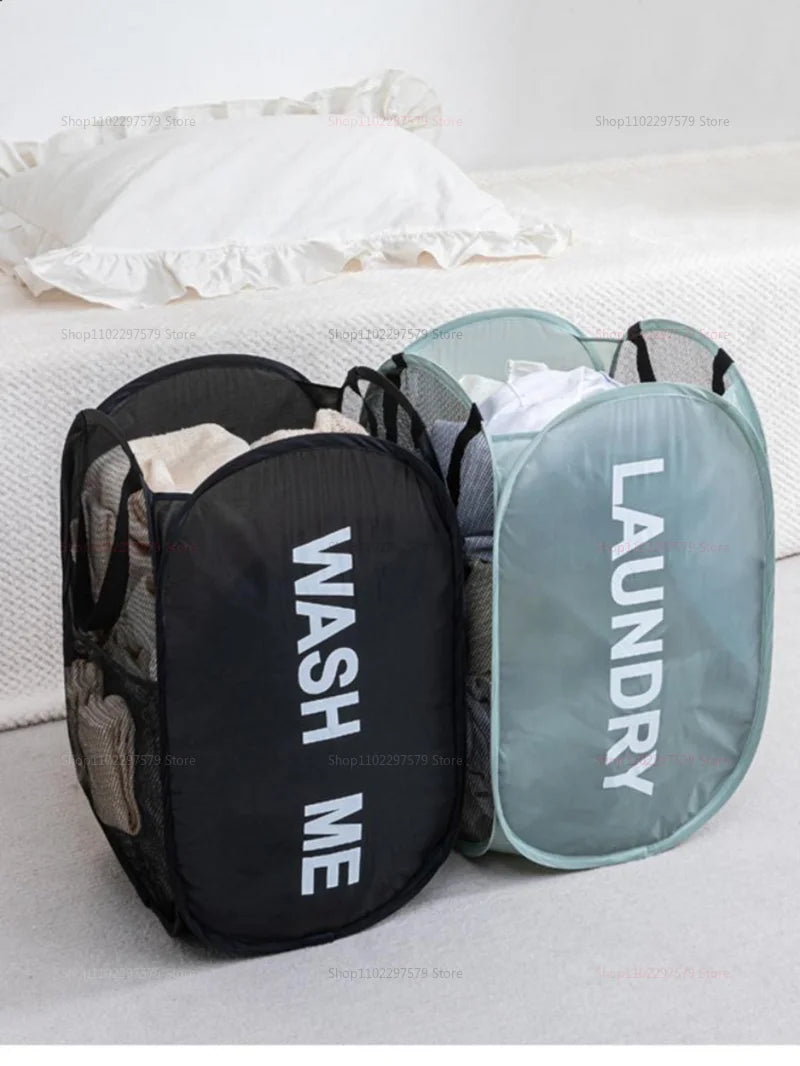 Household Storage Baskets Breathable Collapsible Mesh Pop Up Laundry Baskets Laundry Room Necessary Storage Clothes Organizers
