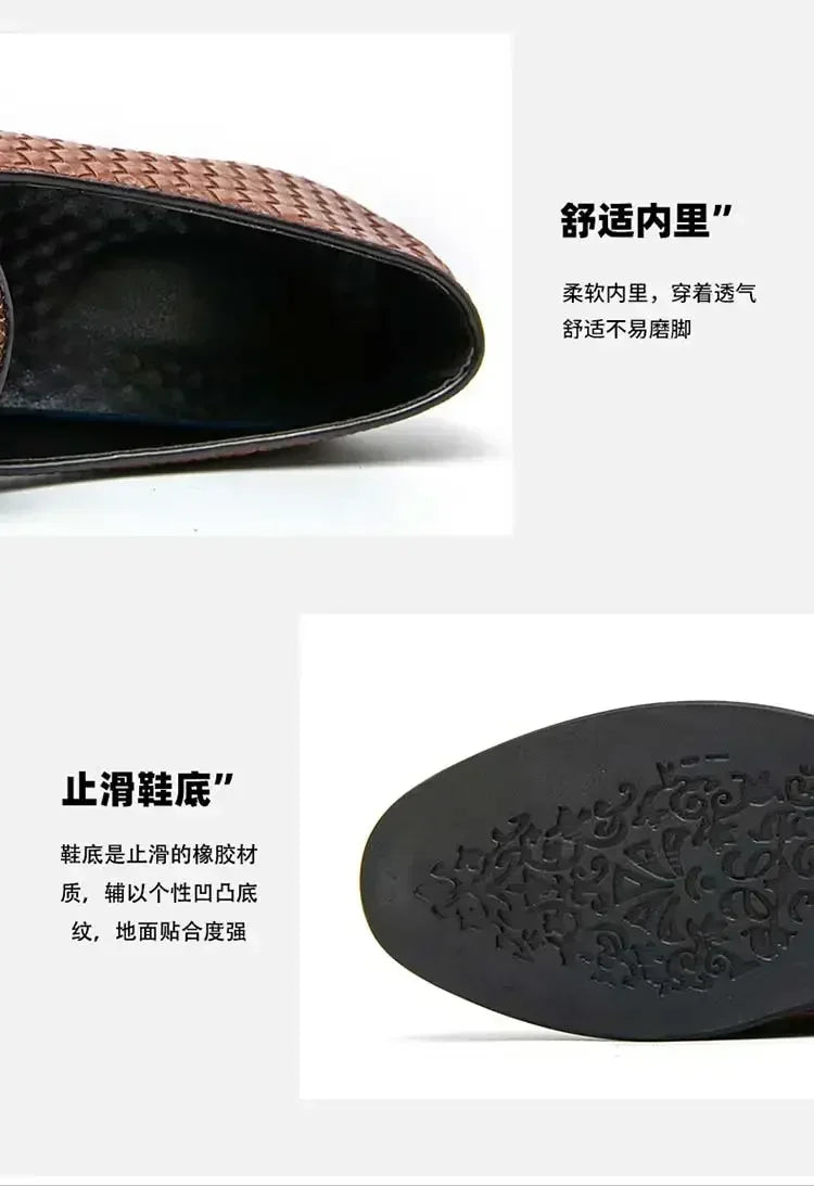 Men Loafers Shoes Brown Black Pu Breathable Double Buckle Monk Shoes Mocassins Cuir Pour Hommes  Men Shoes