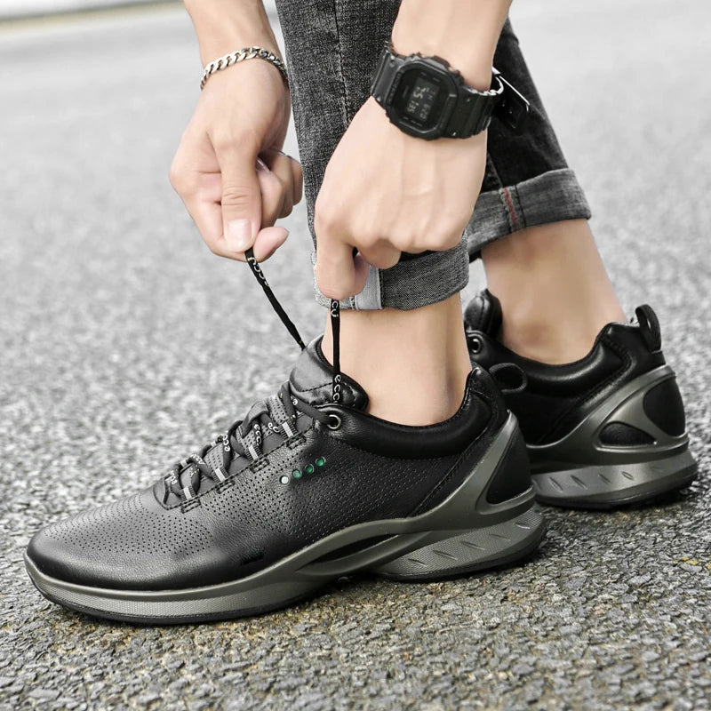Fashion Men Shoes Men Genuine Leather Shoes Casual Lace-up Shoes Breathable Fashion Sneakers 2022 New
