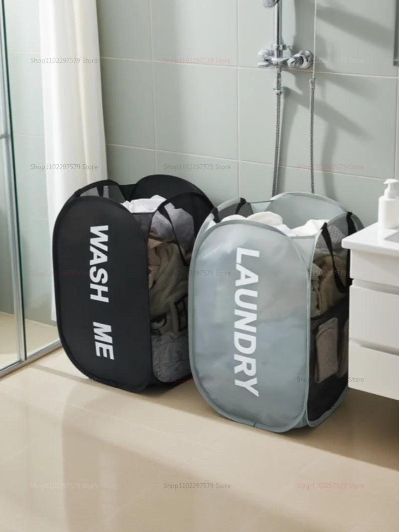 Household Storage Baskets Breathable Collapsible Mesh Pop Up Laundry Baskets Laundry Room Necessary Storage Clothes Organizers