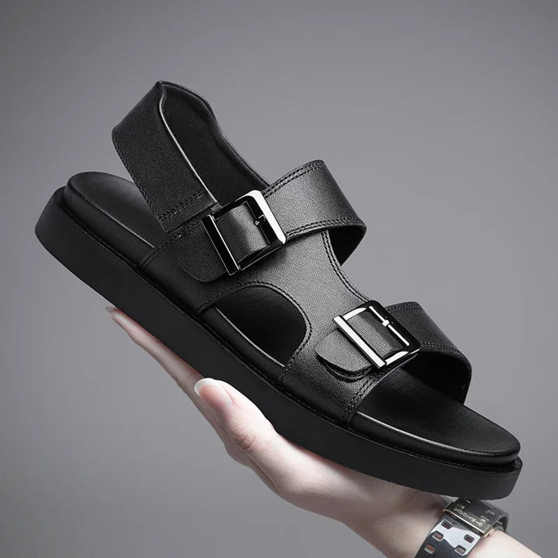 Summer Outdoor Genuine Leather Antiskid Sandals Men Casual  Leather Non-slip Breathable Tooling Shoes Soft Bottom Walking Shoes