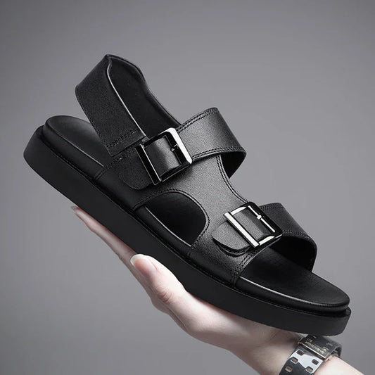 Summer Outdoor Genuine Leather Antiskid Sandals Men Casual  Leather Non-slip Breathable Tooling Shoes Soft Bottom Walking Shoes