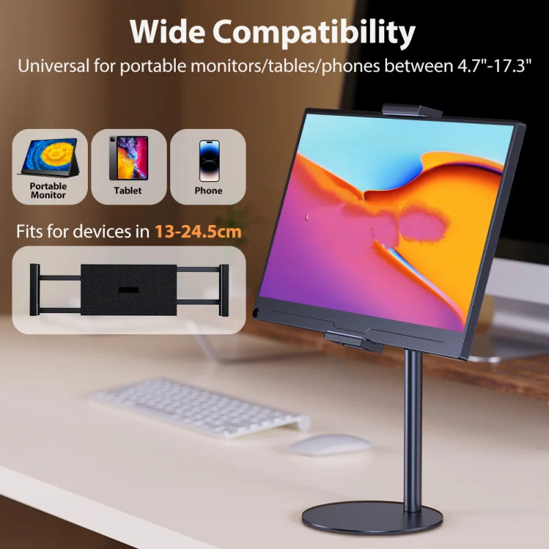 Portable Vesa Monitor Tablet Holder Adjustable Monitor Stand Height Up To 24Cm Standing Tablet Bracket Desk Mount Wider Base