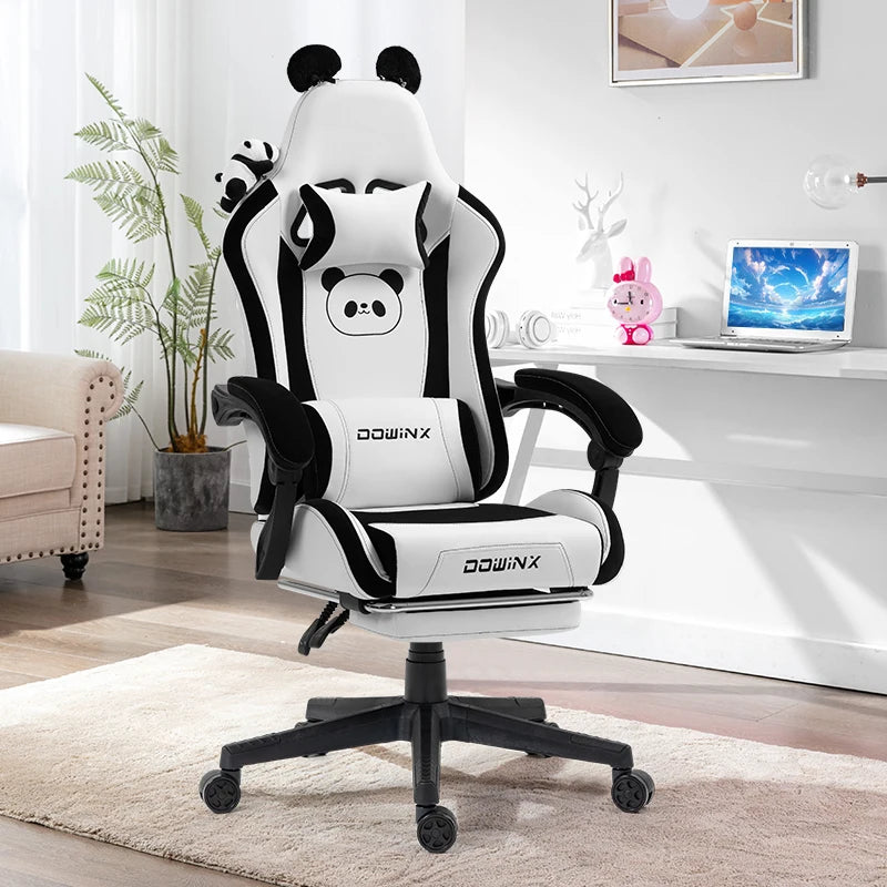 Cat-ear Computer Chair Girls Home Office Gaming Chair Comfortable Back 135° Adjustable Bedroom Student Linkage Armrest Chair