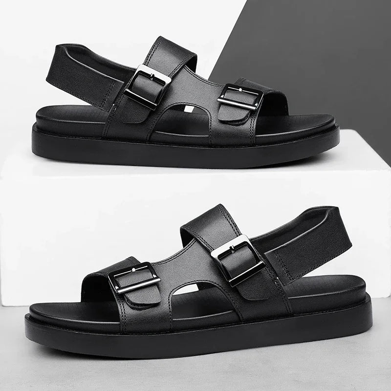 Summer Outdoor Genuine Leather Antiskid Sandals Men Casual  Leather Non-slip Breathable Tooling Shoes Soft Bottom Walking Shoes