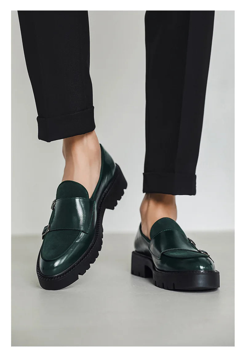 Loafers Men Leather Shoes Thick-soled British Style Black Formal Business Shoes Fashion Luxury Slip-On Casual Shoes Big Size 46